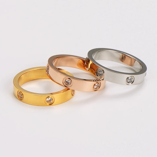 Love Band Zircon Ring [304 ανοξείδωτος χάλυβα, 18k χρυσό επιχρυσωμένο]