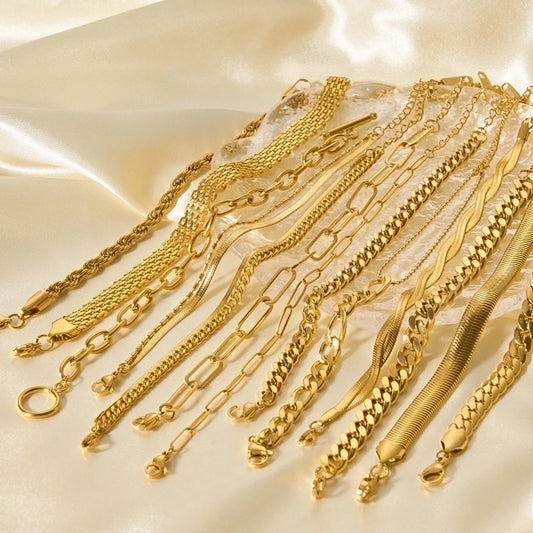 Various Styles Chain Bracelets [201 Stainless Steel,18K Gold Plated]