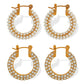 Pearl Hoop Earrings [304 Stainless Steel,18K Gold Plated]