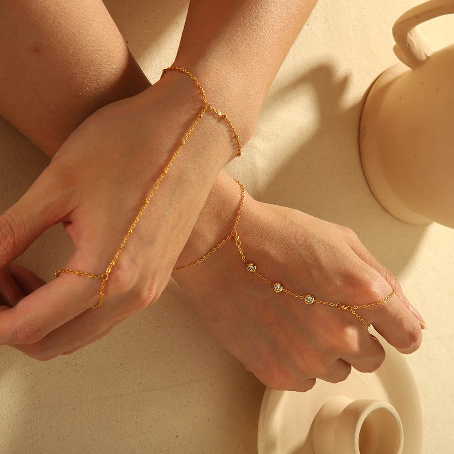 Finger Chain Bracelets [304 Stainless Steel, 18K Gold Plated]