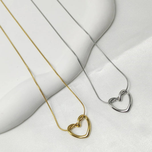 Collana a cuore cavo [acciaio inossidabile 304, oro 18K placcato]