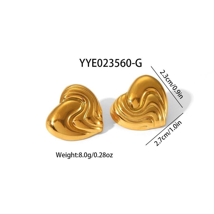 Heart Shape Plating Earrings [304 Stainless Steel,18K Gold Plated]