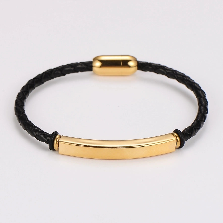 Leather Rope Color Block Bracelet [304 Stainless Steel]