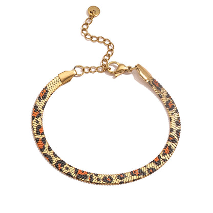 Braccialetti/collana leopardo del modello di serpente [304 in acciaio inossidabile 18K oro placcato]