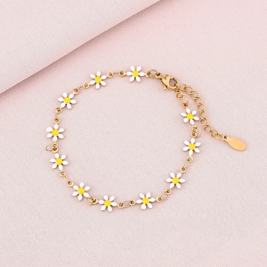 Basic Flower Bracelet [304 Stainless Steel,18K Gold Plated]