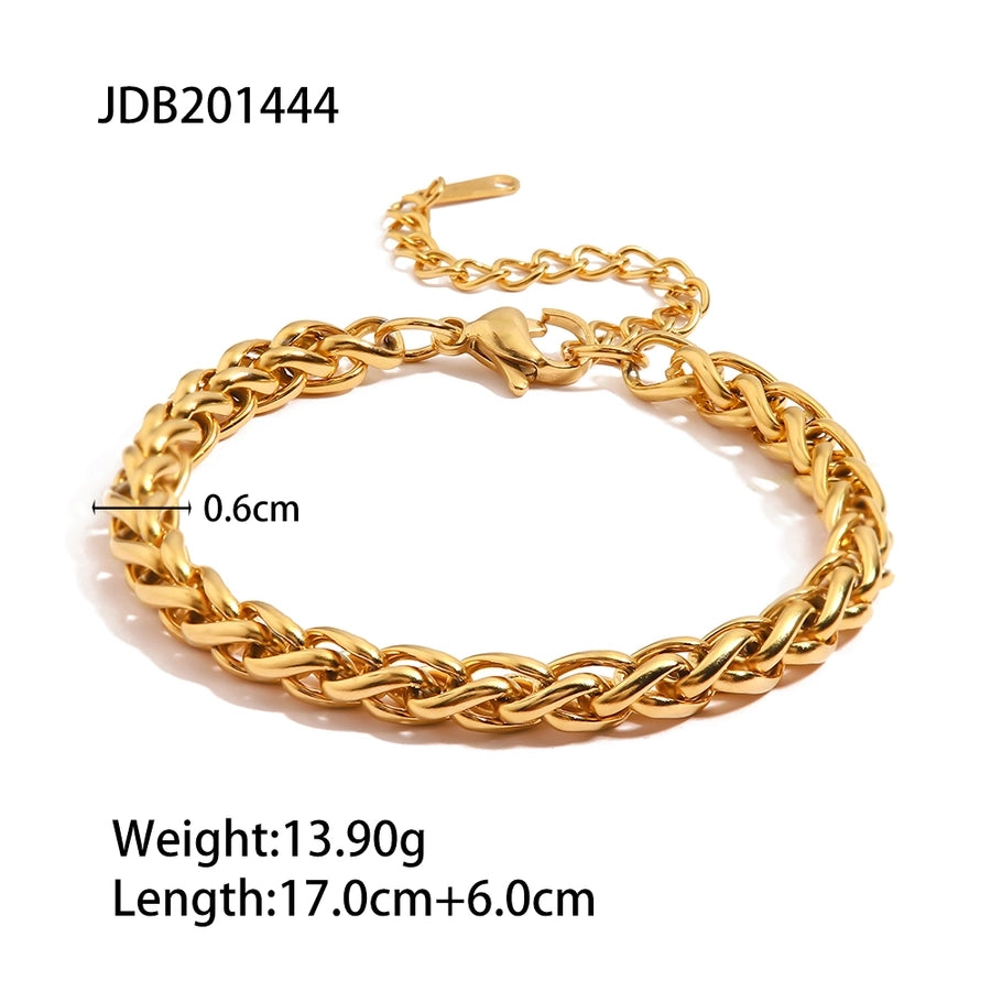 Franco Wheat Chain Bracelet [304 Stainless Steel, 18K Gold Plated]