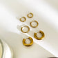 Three Pairs Gold Hoop Earrings [316L Stainless Steel, 18K Gold Plated]