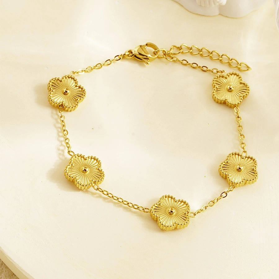 Plated Flower Bracelet [304 Stainless Steel,18K Gold Plated]