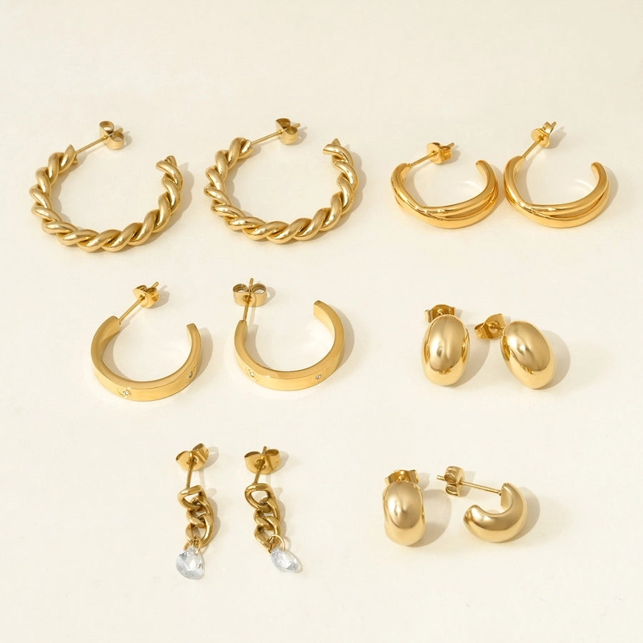 Random Style Earrings Sets [304 Stainless Steel, 14K Gold Plated]