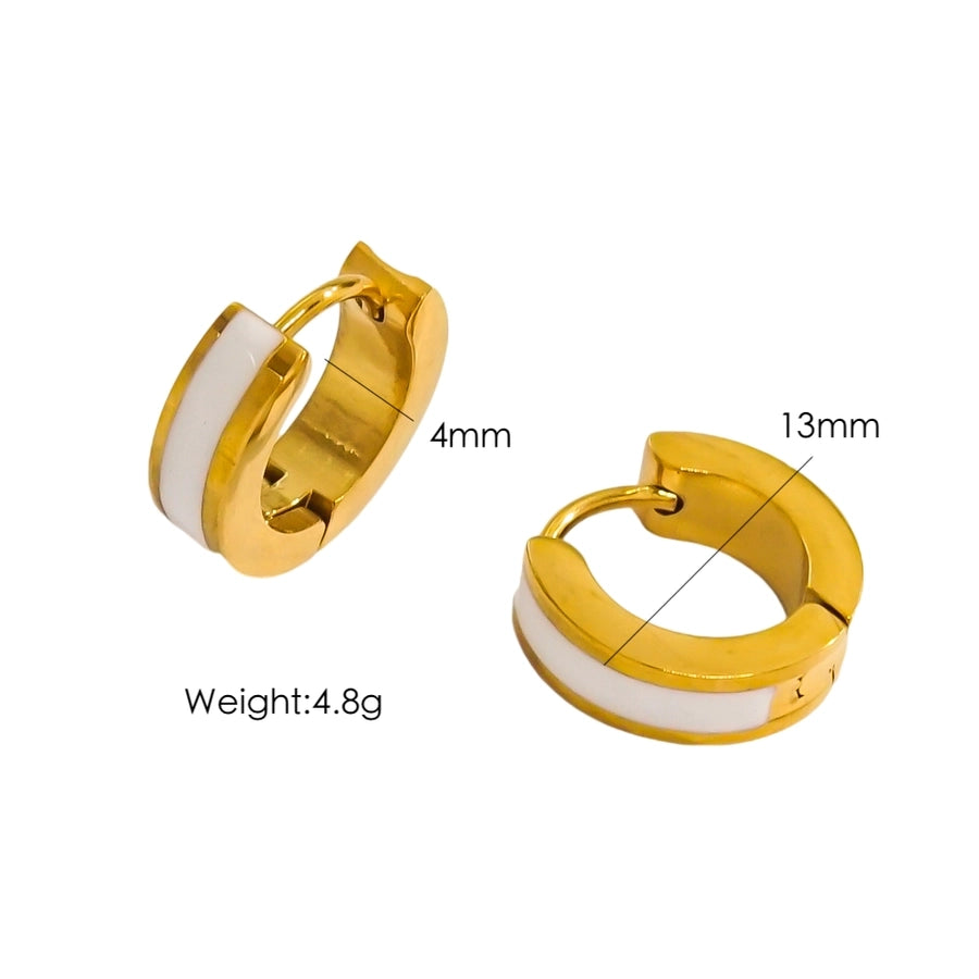 Round Enamel Earrings [304 Stainless Steel,18K Gold Plated]