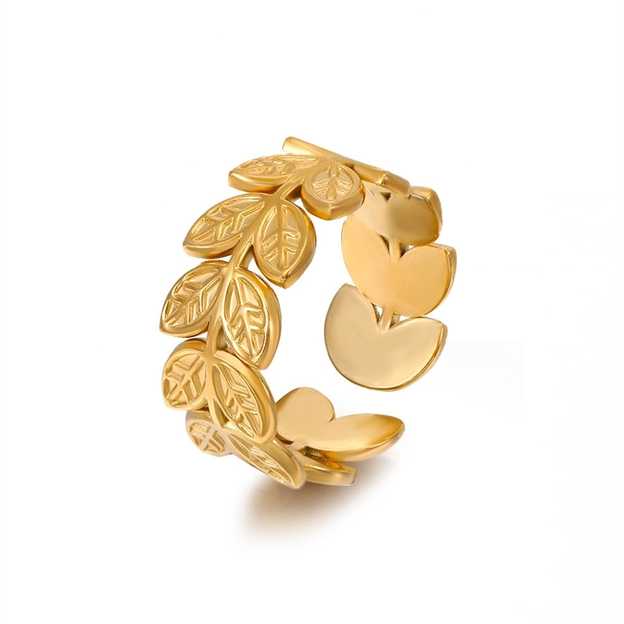 Leaves Open Ring [304 Stainless Steel 18K Gold Plated]