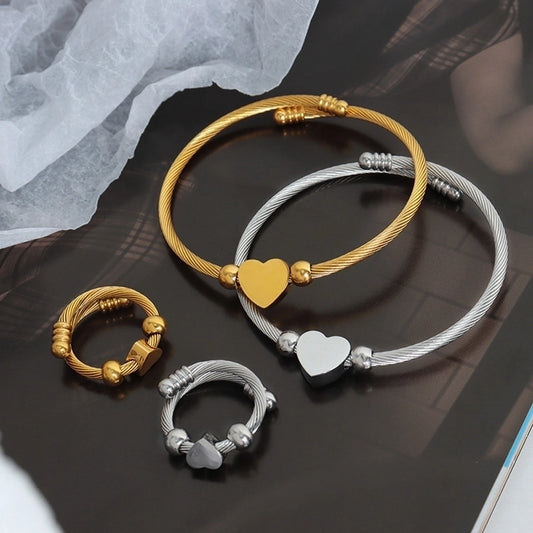 Heart shape Ring/Bracelet [Stainless Steel, 18K Gold Plated]