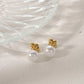 Heart Shape Artificial Pearls Earrings [304 Stainless Steel,14K Gold Plated]