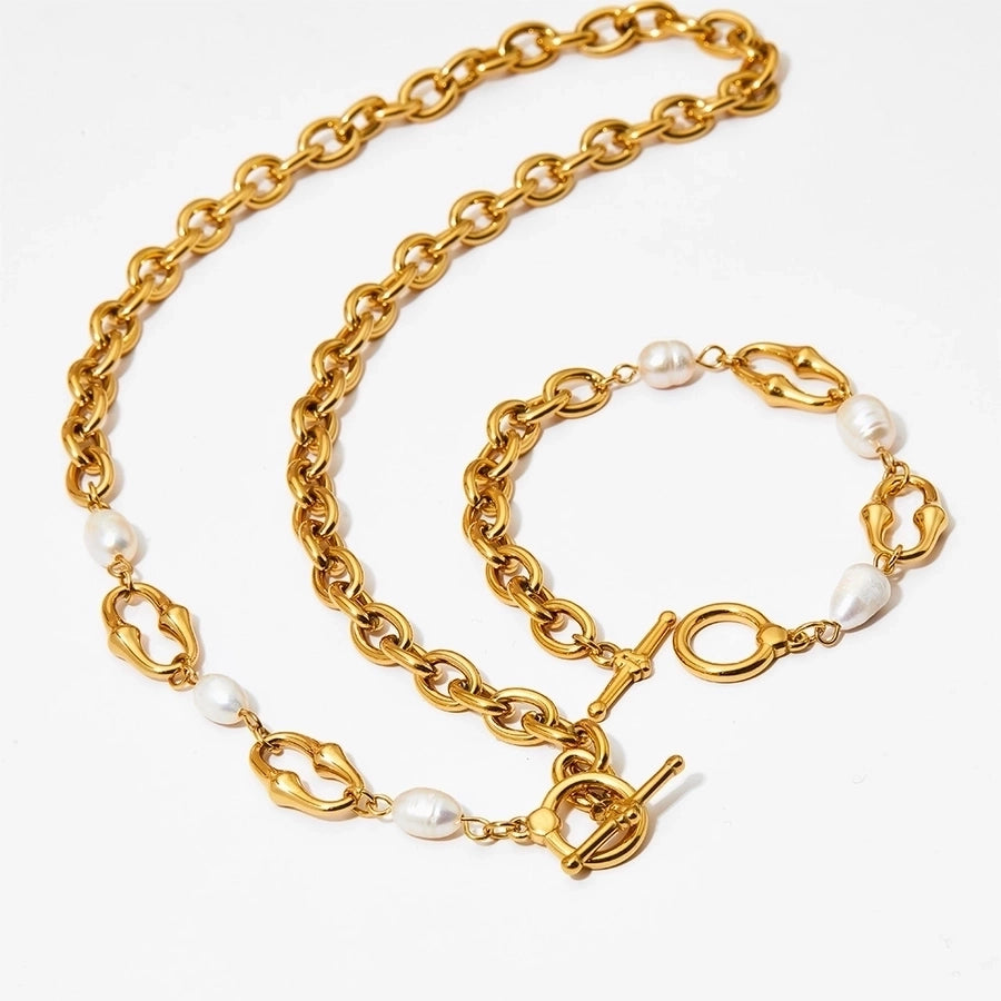 Bracciale/collana a catena perla [304 inossidabile, oro 16K placcato]