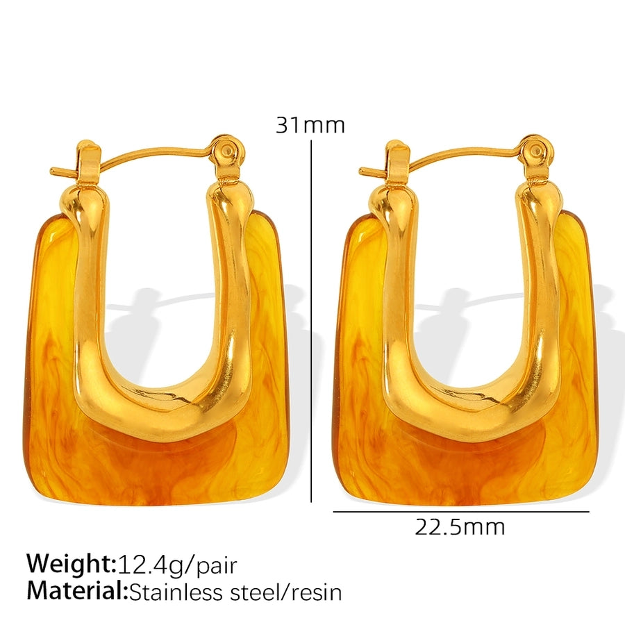 Vintage Resin Earrings [304 Stainless Steel,18K Gold Plated]