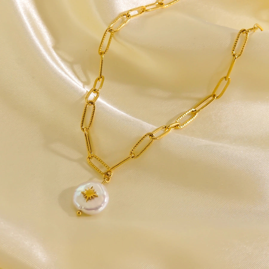 Baroque Style Pearl Bracelet/Necklace [304 Stainless Steel,14K Gold Plated]