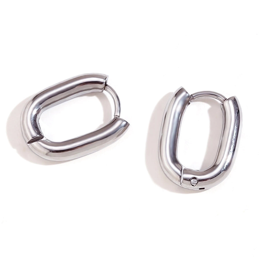 Oval Thick Earrings [304 Stainless Steel,18K Gold Plated]