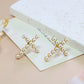 Artificial Pearls Cross Earrings [304 Stainless Steel,18K Gold Plated]