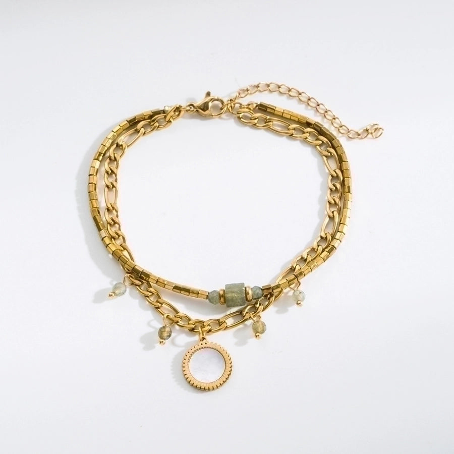 Eye Natural Stone Bracelets [Stainless Steel, 18K Gold Plated]