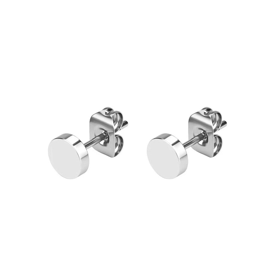 Flat Round Stud Earrings [304 Stainless Steel]