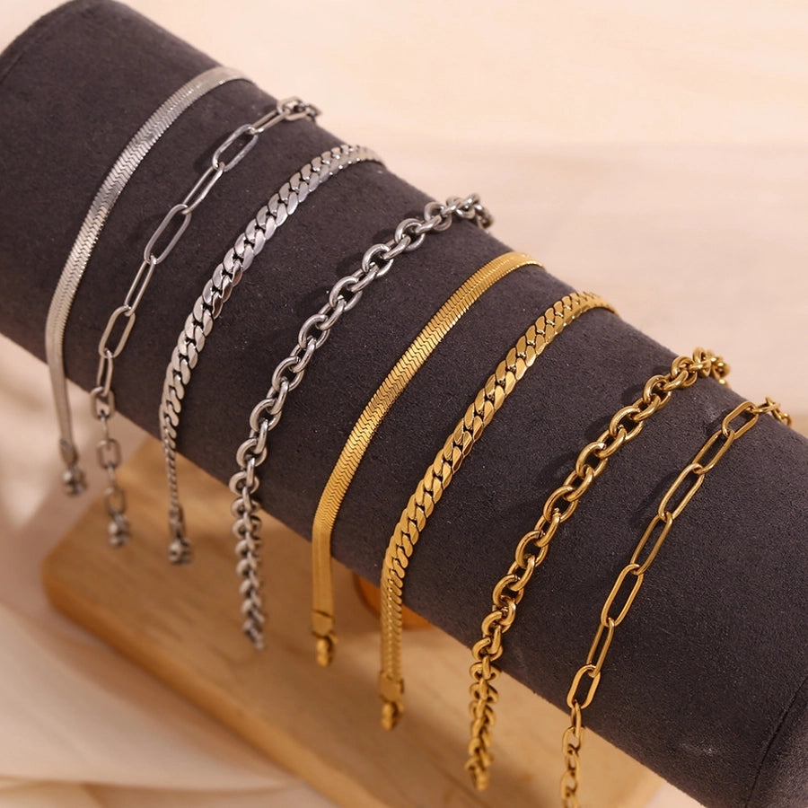 Hip-Hop Streetwear de estilo clássico geométrico 304 Aço inoxidável 18k Bracelets banhados a ouro a granel