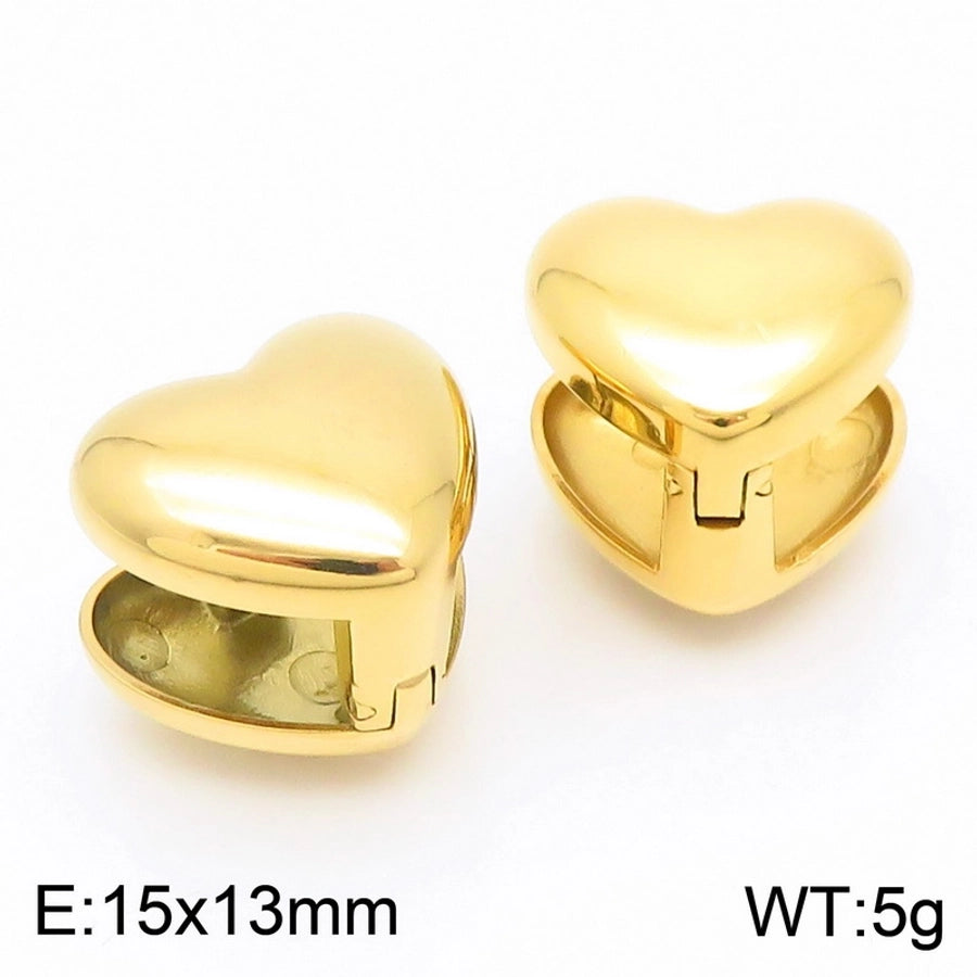 Heart Shape Stud Earrings [304 Stainless Steel,18K Gold Plated]