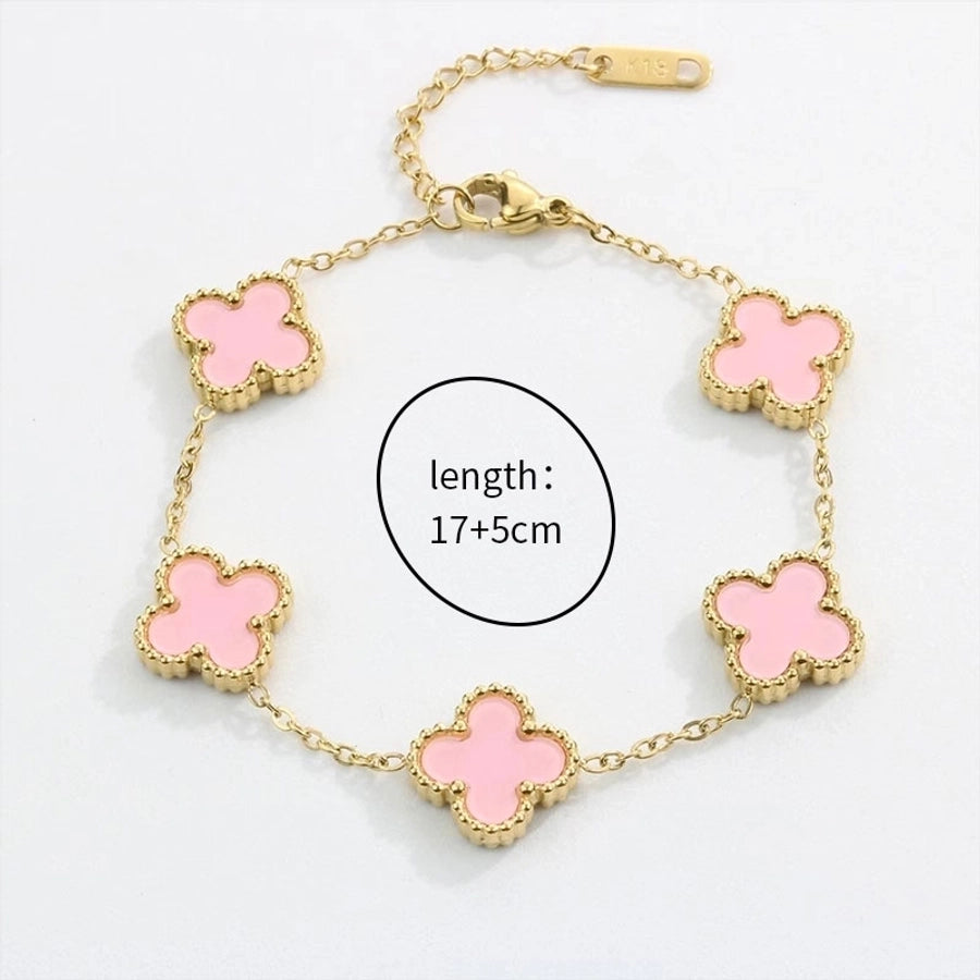 Four Leaf Clover Bracelet/Necklace [Stainless Steel,18K Gold Plated]