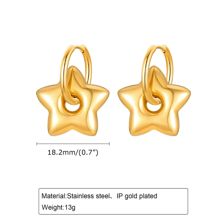 Star Moon Heart Shape Drop Earrings [201 Stainless Steel]