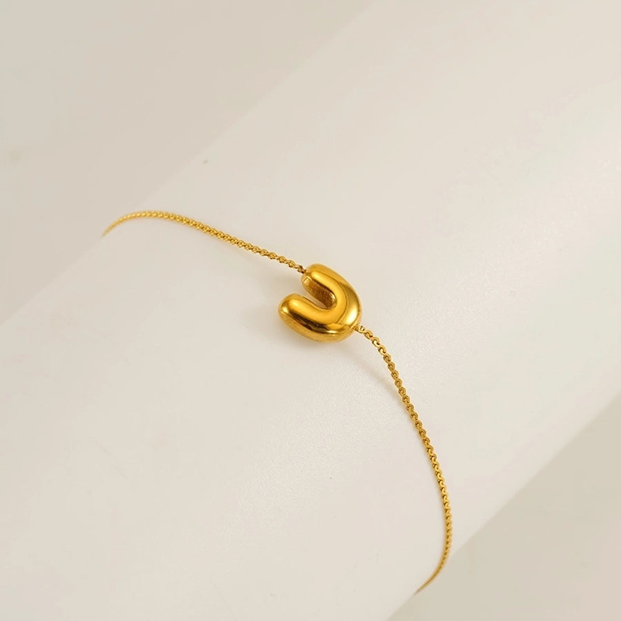 Bracelet de lettre de style simple [304 en acier inoxydable, 18 carats en or]