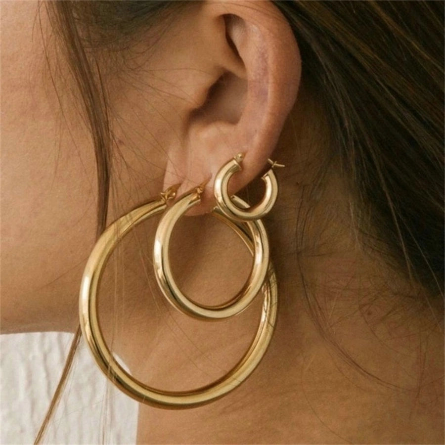 Hoop Earrings [304 Stainless Steel,18K Gold Plated]