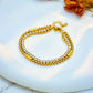 Round Rhinestones Layered Bracelet [304 Stainless Steel,18K Gold Plated]