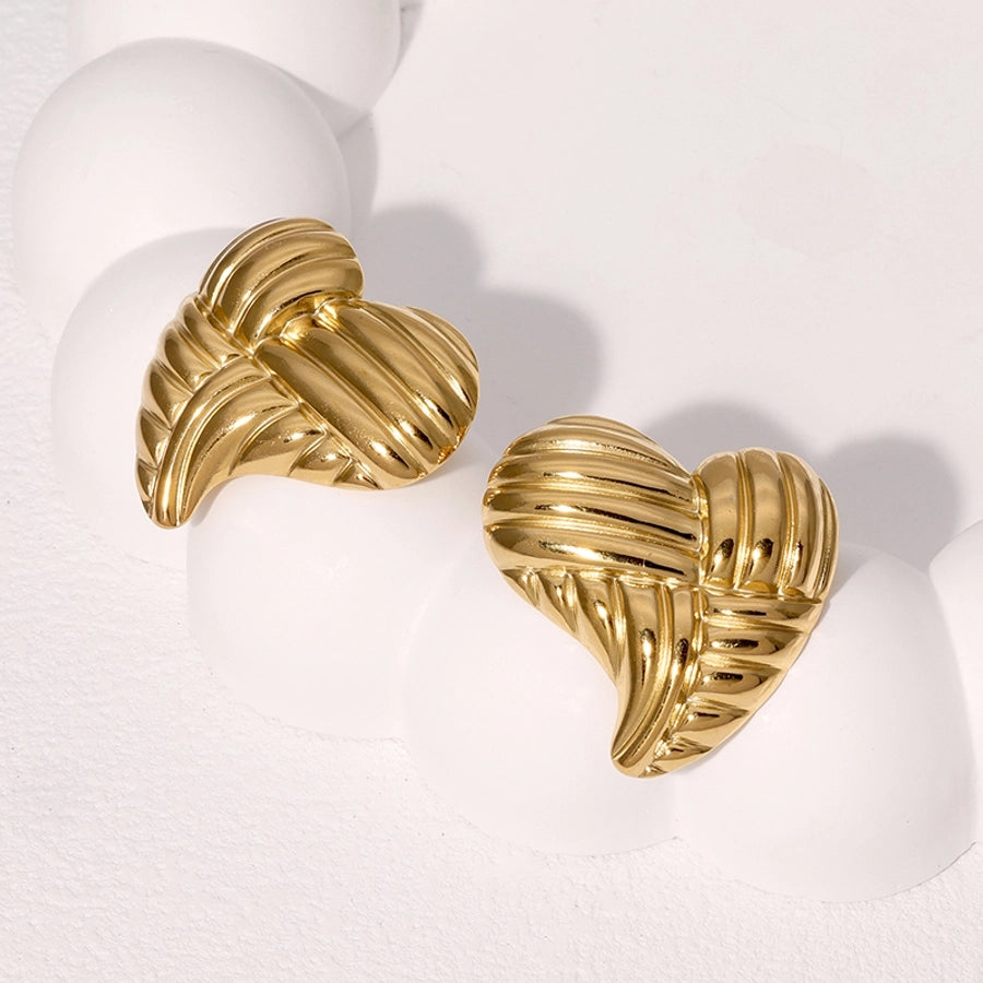 Heart Shape Earrings [304 Stainless Steel,18K Gold Plated]