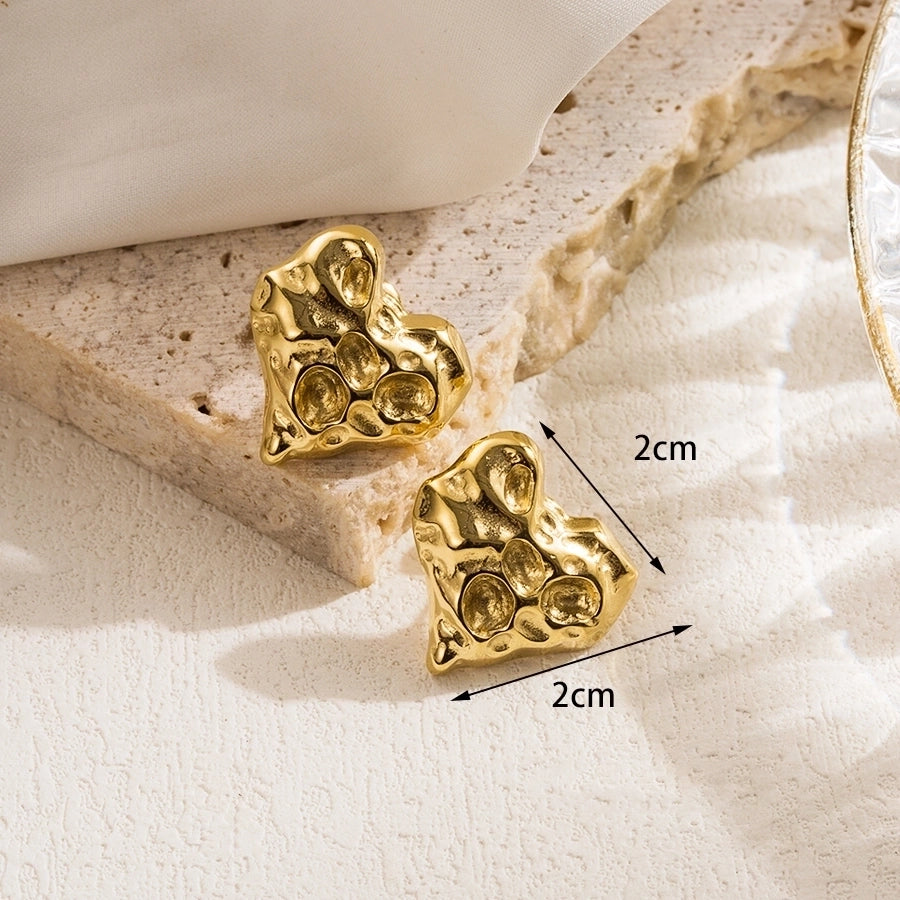 Small Heart Earrings [304 Stainless Steel,14K Gold Plated]