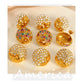 Shiny Round Artificial Gemstones Artificial Pearls Earrings [304 Stainless Steel,18K Gold Plated]