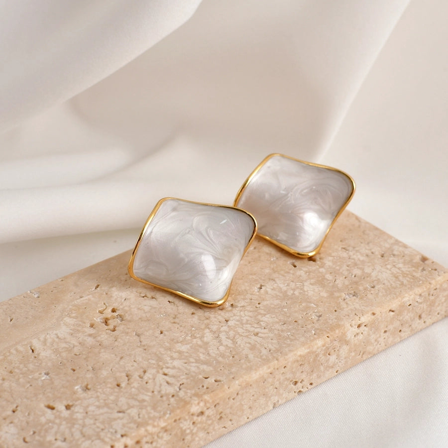 Square Enamel Earrings [304 Stainless Steel]