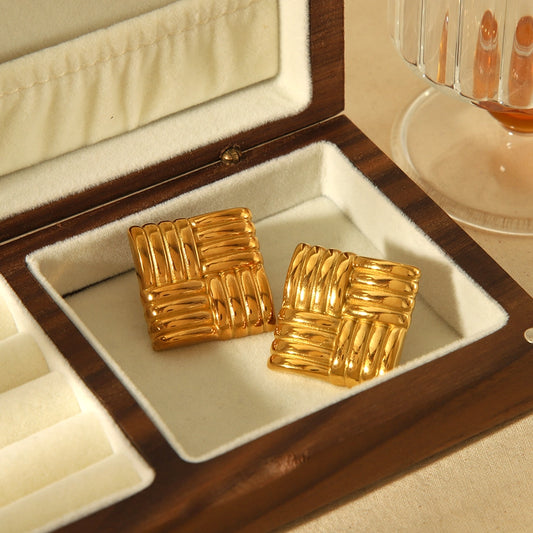 Square Ohrringe [304 Edelstahl, 18K Gold plattiert]