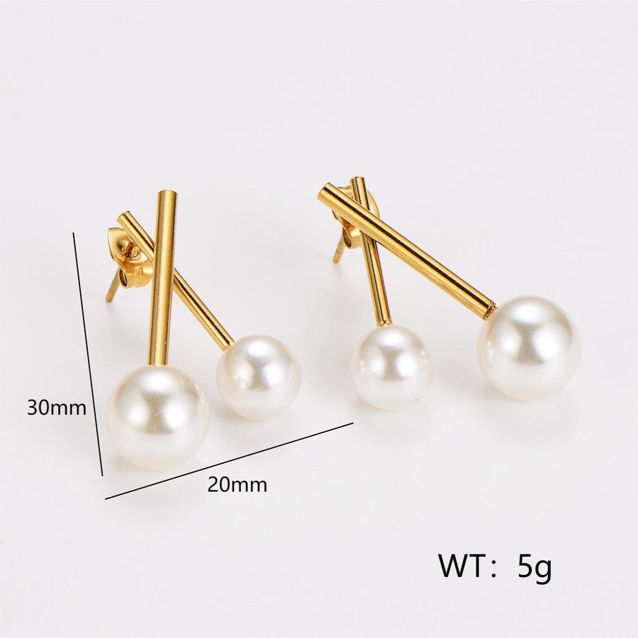 Mix Pearl Drop Earrings [304 Stainless Steel]