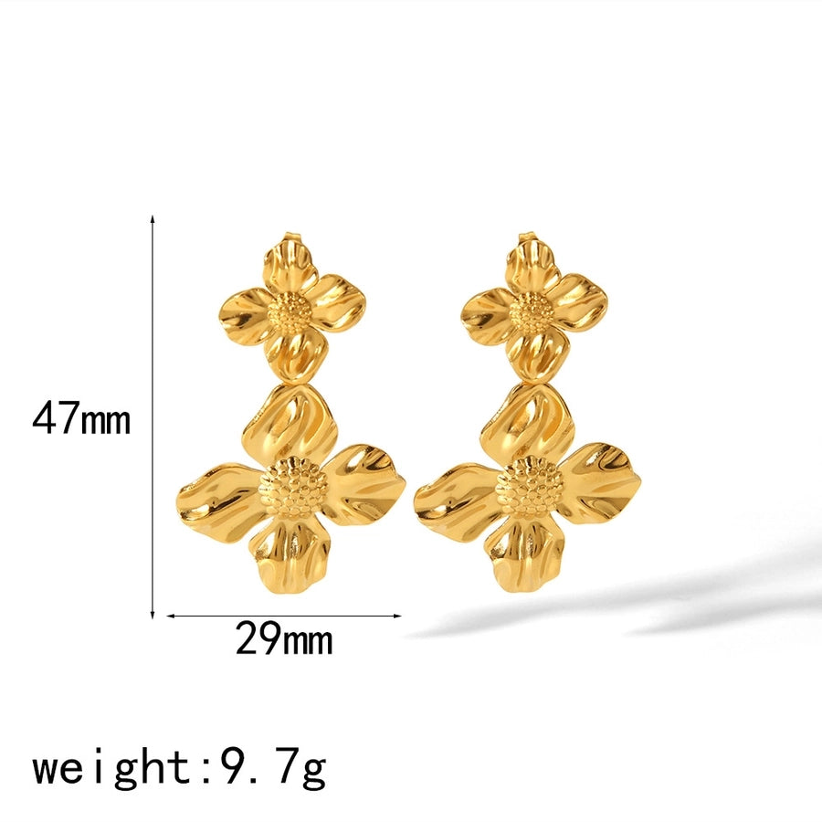 Mix Designs Flower Petal Drop Earrings [304 Stainless Steel]