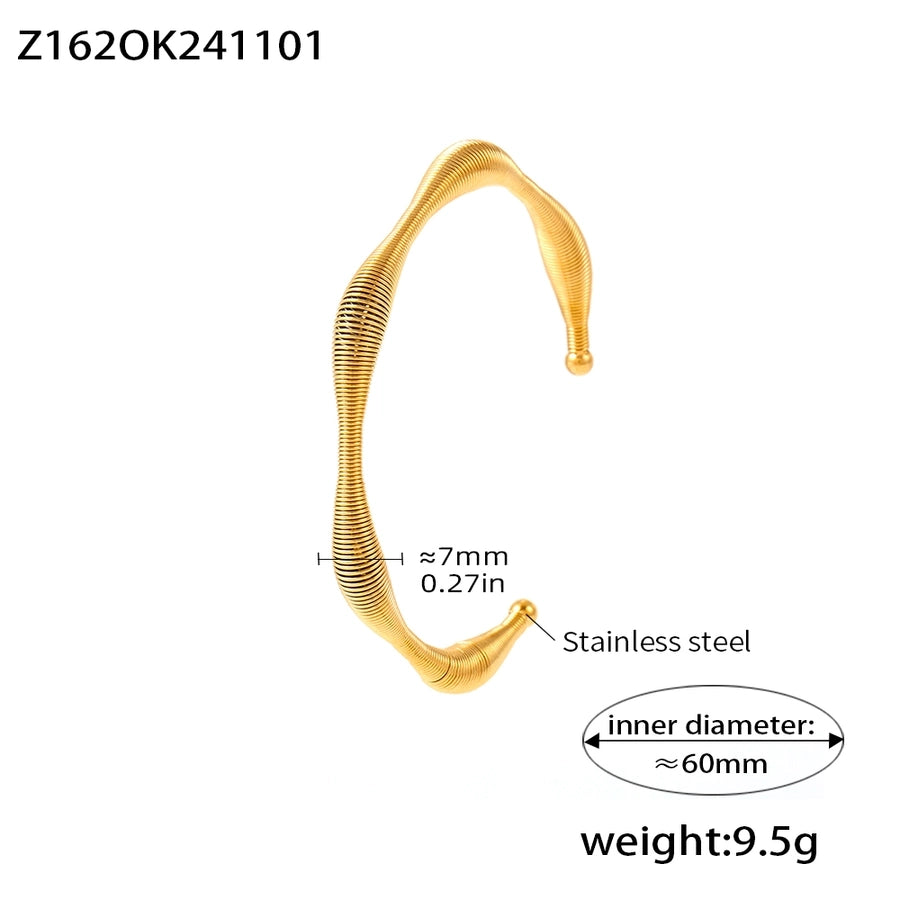 Geometric Bangle Bracelet [304 Stainless Steel, 18K Gold Plated]