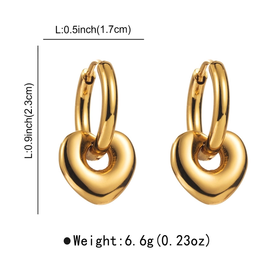 Heart Shape Drop Earrings [316 Stainless Steel,18K Gold Plated]