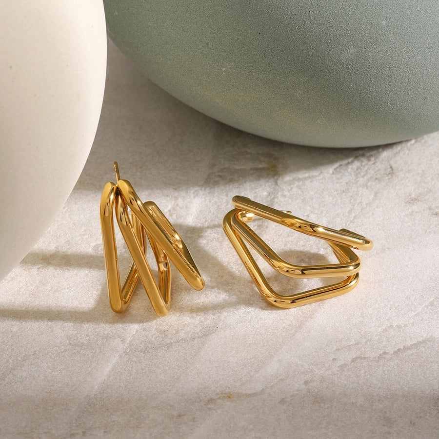 Solid Color Earrings [304 Stainless Steel,18K Gold Plated]