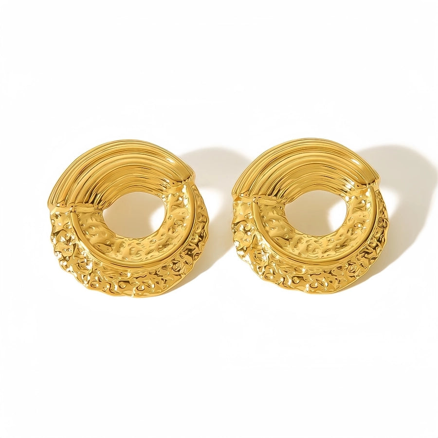 Geometric round Earrings [Stainless Steel, 18K Gold Plated]