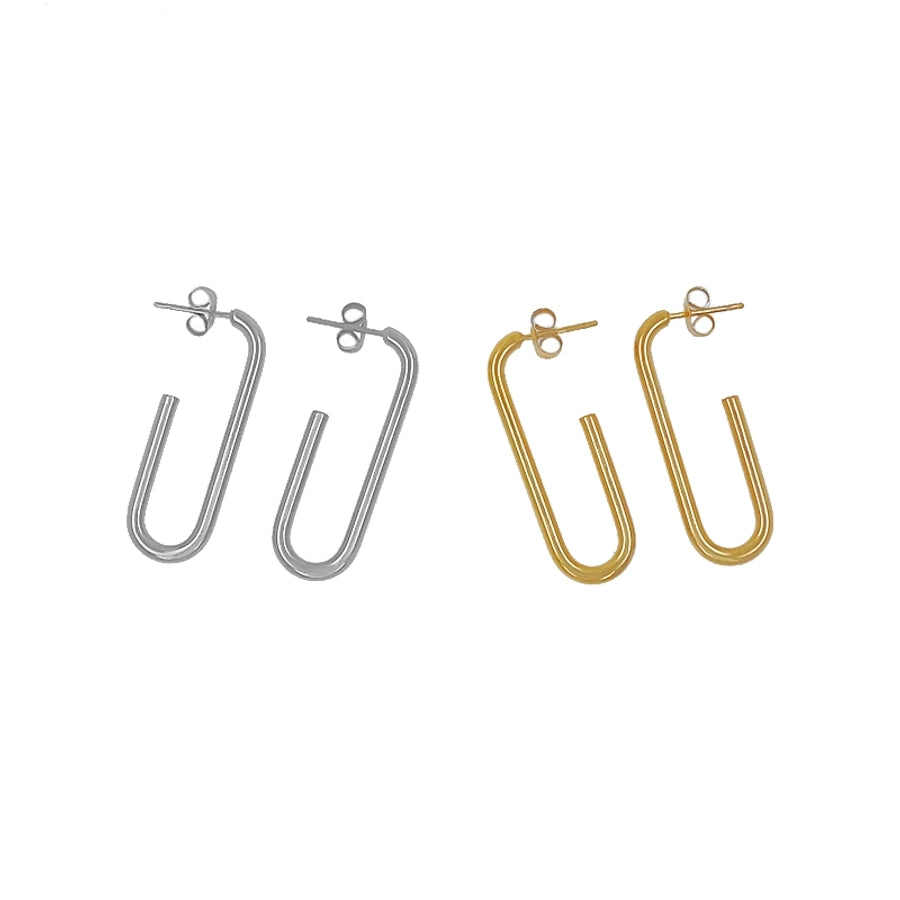 C Shape Earrings [304 Stainless Steel,18K Gold Plated]