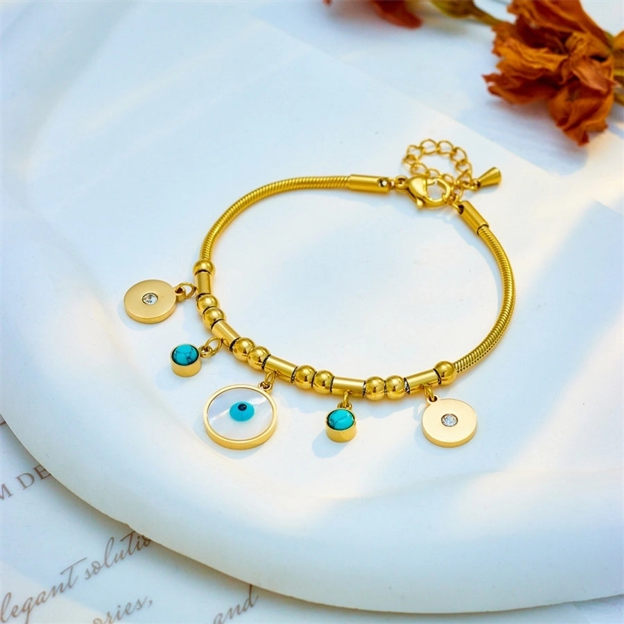 Acrylic Eye Bangle Bracelet [304 Stainless Steel,18K Gold Plated]