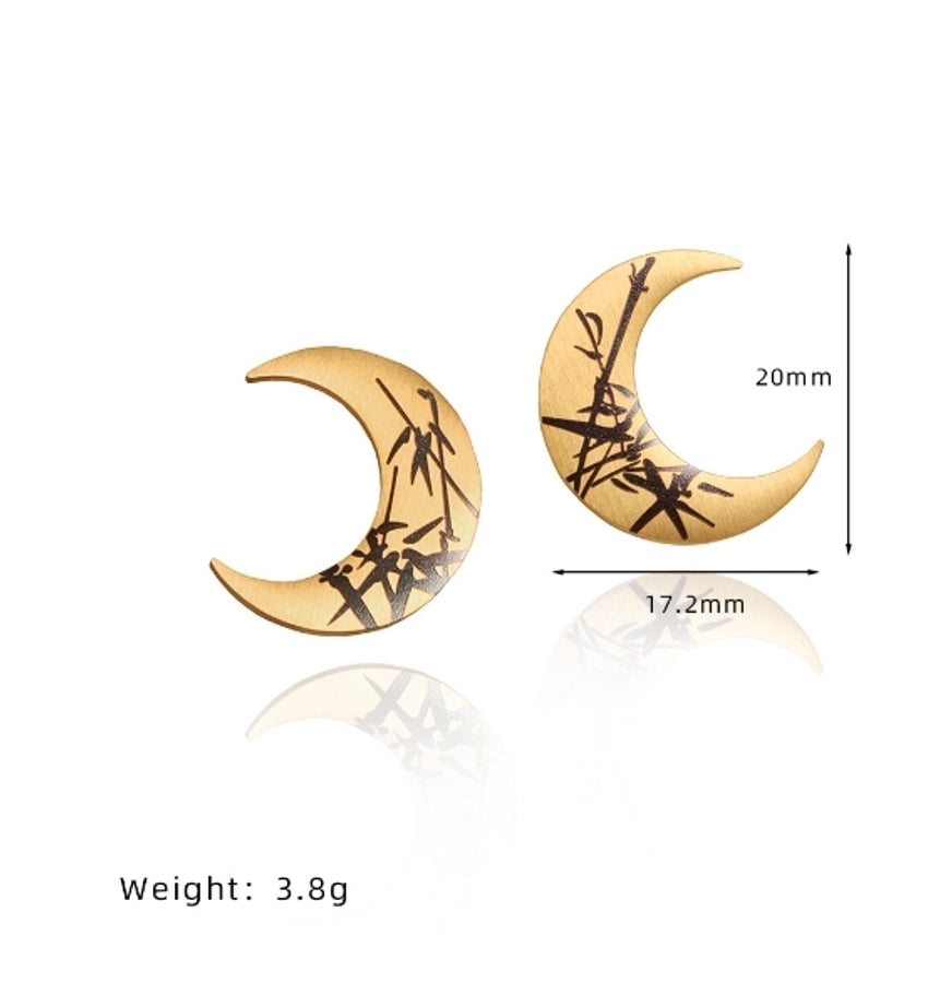 Moon Earrings [304 Stainless Steel,18K Gold Plated]