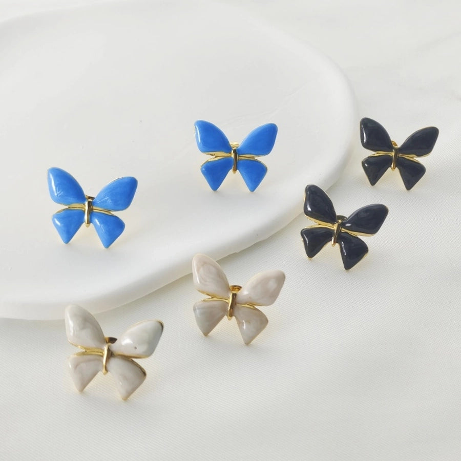 Butterfly Earrings [304 Stainless Steel, 18K Gold Plated]