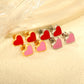 Pink Red Heart Shape Earrings [304 Stainless Steel]