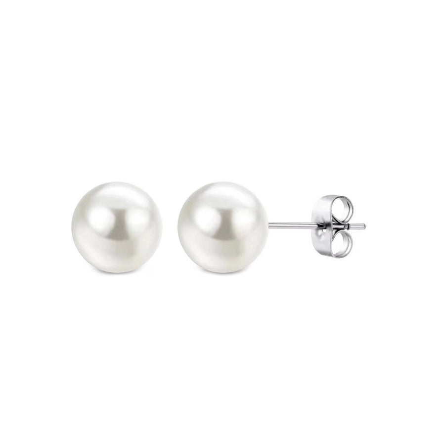 Silver Pearl Earrings [304 Stainless Steel]