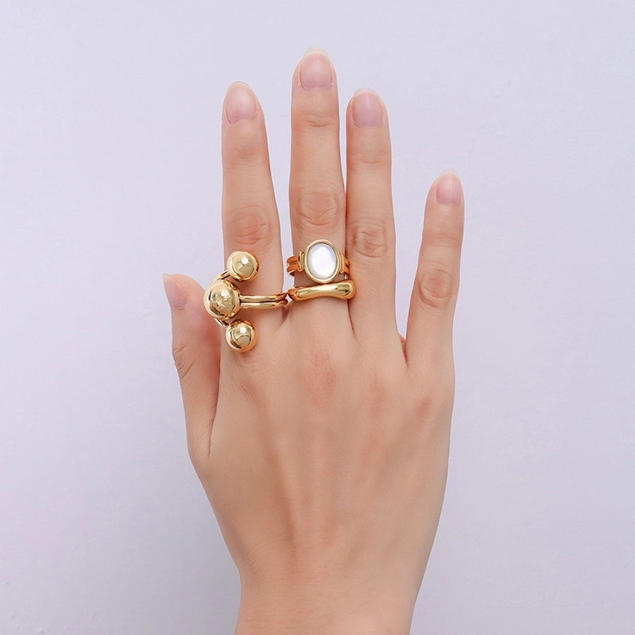 Gold Beads Ring [304 Stainless Steel, 18K Gold Plated]