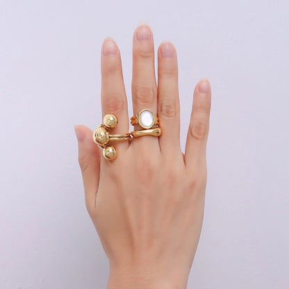 Gold Beads Ring [304 Stainless Steel, 18K Gold Plated]